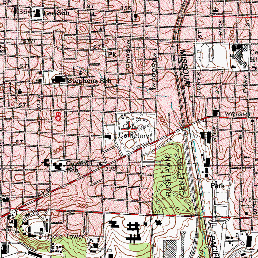 Topographic Map of Calvary Cemetery, AR