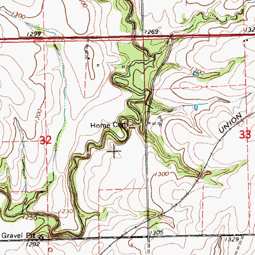 Topographic Map of Home Cemetery, KS