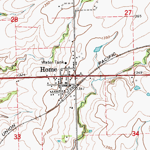 Topographic Map of Home, KS