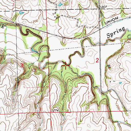 Topographic Map of Schell Creek, KS