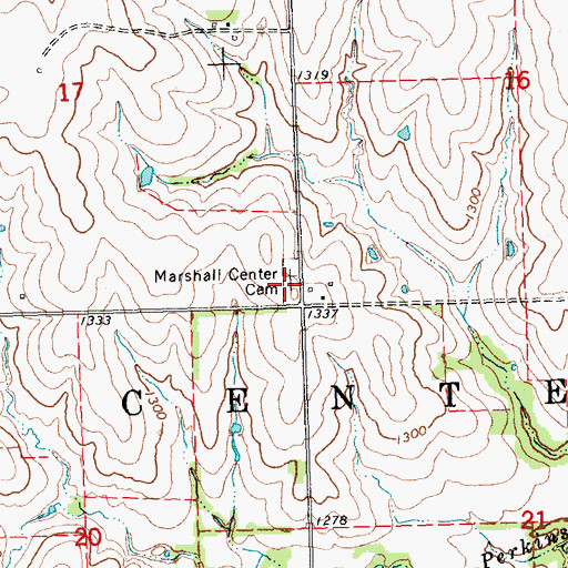 Topographic Map of Marshall Center Cemetery, KS