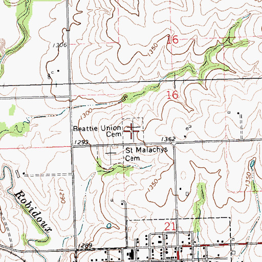Topographic Map of Beattie Union Cemetery, KS