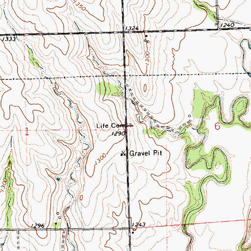 Topographic Map of Life Cemetery, KS
