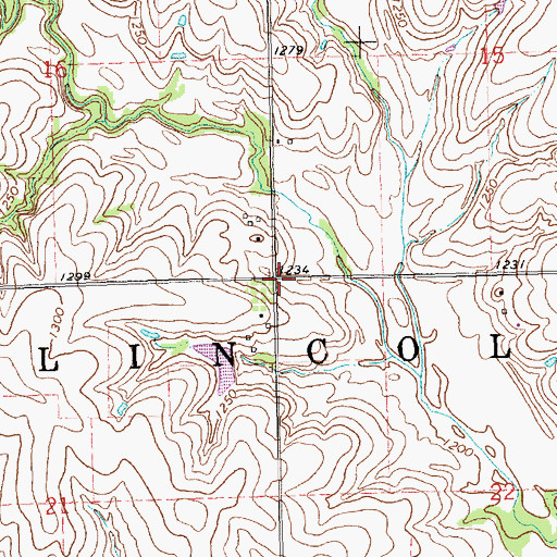 Topographic Map of Township of Lincoln, KS
