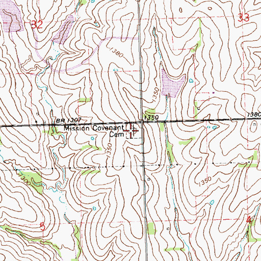 Topographic Map of Mission Covenant Cemetery, KS