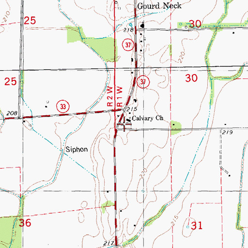 Topographic Map of Calvary Cemetery, AR