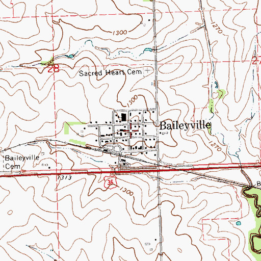 Topographic Map of Baileyville, KS