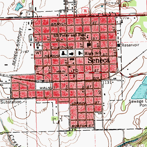 Topographic Map of Seneca, KS