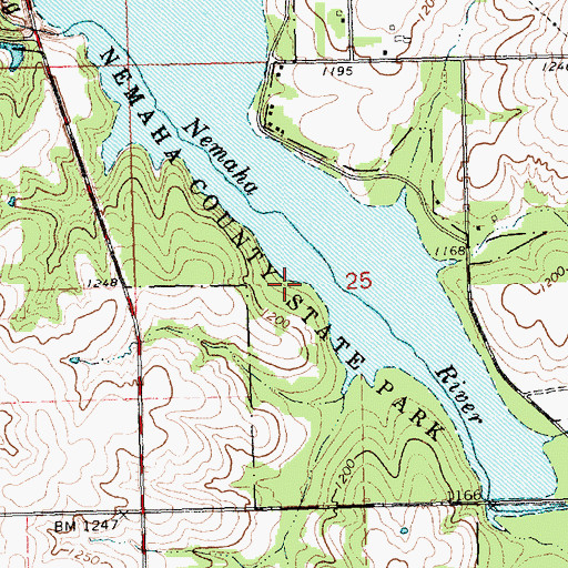 Topographic Map of Nemaha County State Park, KS