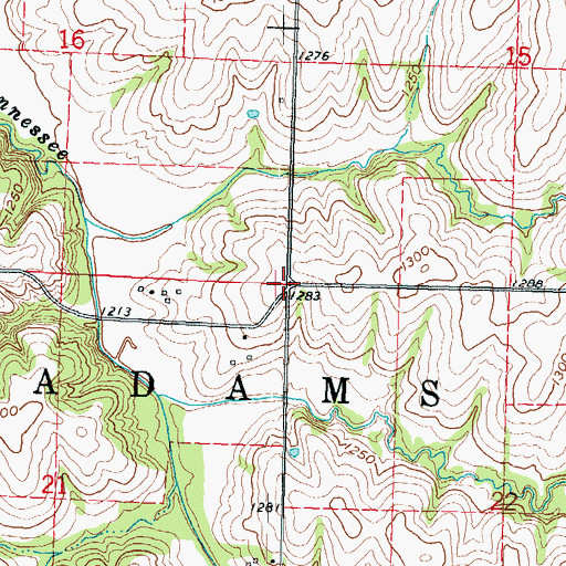 Topographic Map of Township of Adams, KS