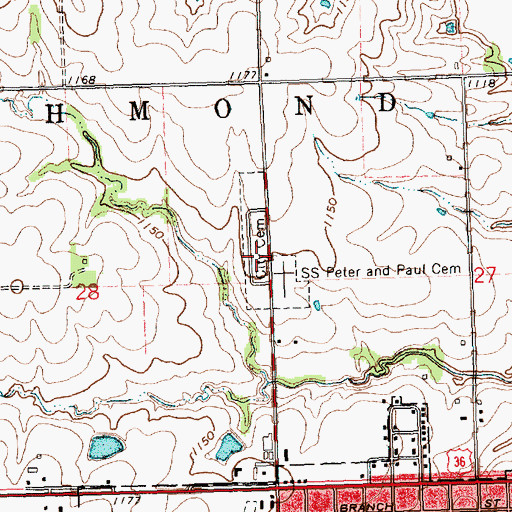 Topographic Map of Saints Peter and Paul Cemetery, KS