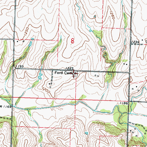 Topographic Map of Ford Cemetery, KS