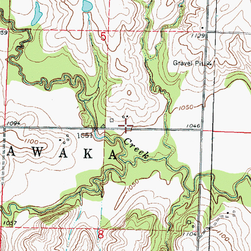 Topographic Map of Wolfley Creek, KS