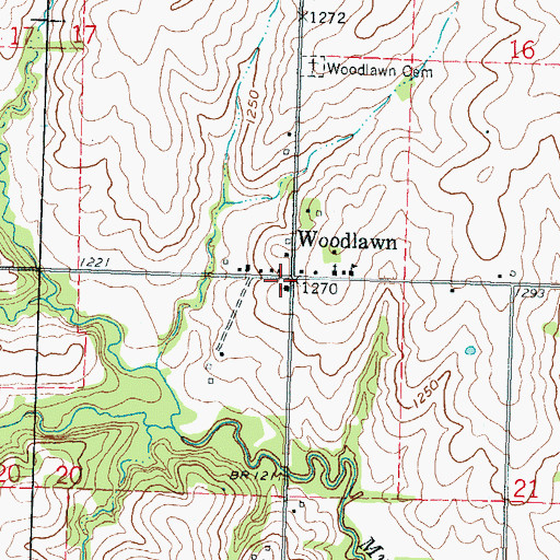 Topographic Map of Woodlawn, KS