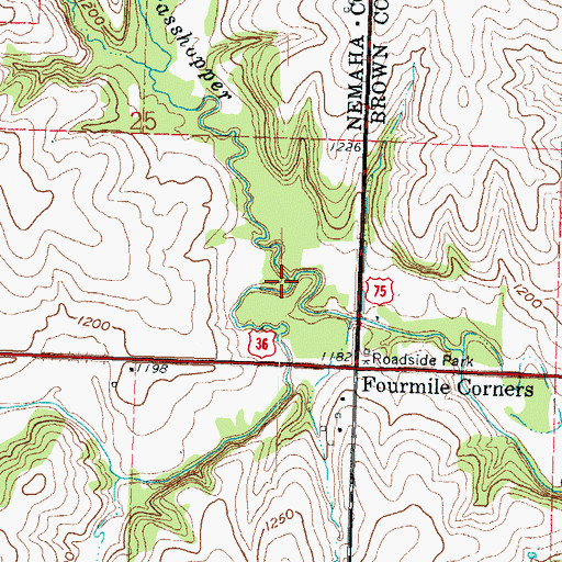 Topographic Map of Cedar Creek, KS