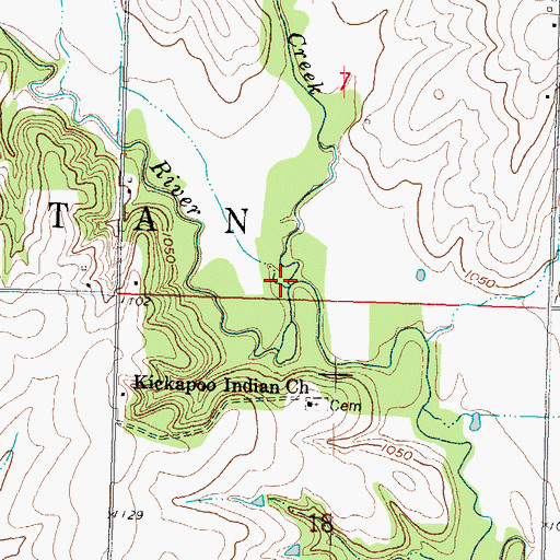 Topographic Map of Squaw Creek, KS
