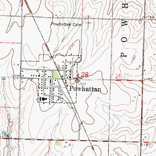 Topographic Map of Powhattan, KS