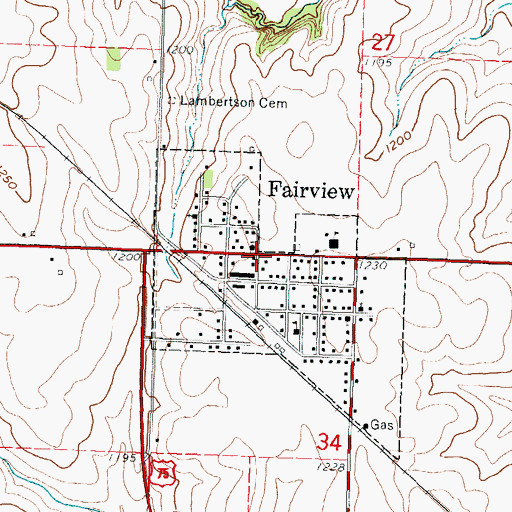 Topographic Map of Fairview, KS