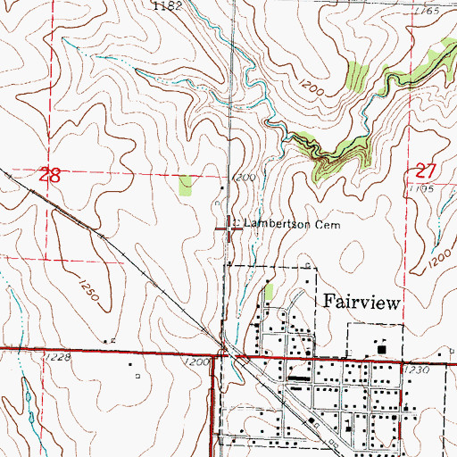 Topographic Map of Lambertson Cemetery, KS