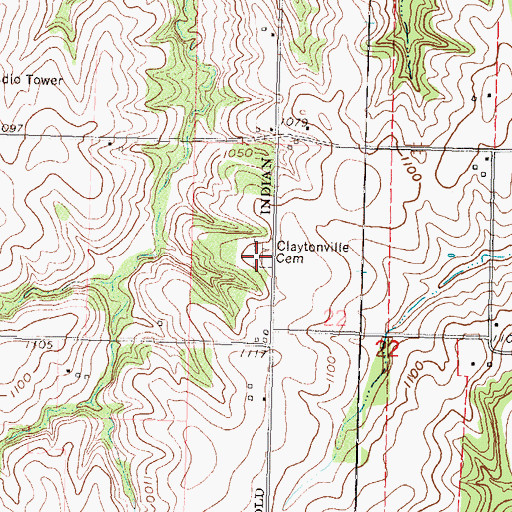 Topographic Map of Claytonville Cemetery, KS