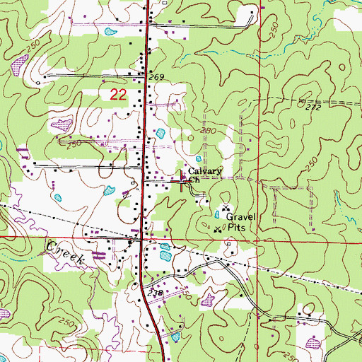 Topographic Map of Calvary Church, AR