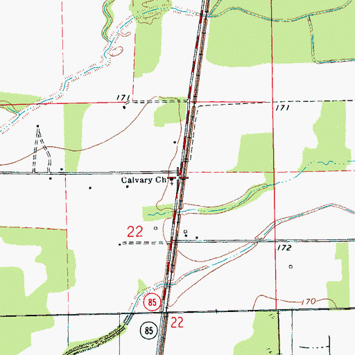 Topographic Map of Calvary Church, AR