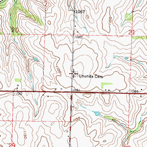 Topographic Map of Ununda Cemetery, KS