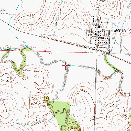 Topographic Map of Squaw Creek, KS
