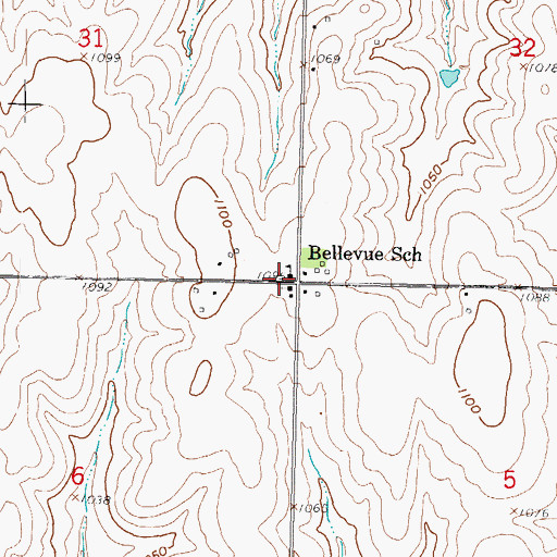 Topographic Map of Bellevue School, KS