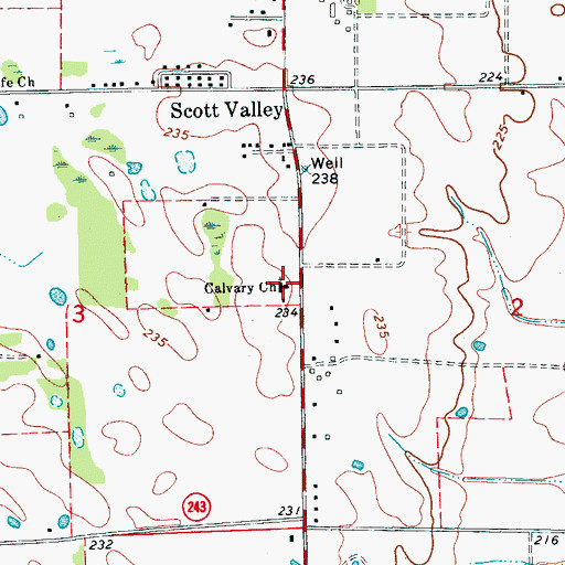 Topographic Map of Calvary Church, AR