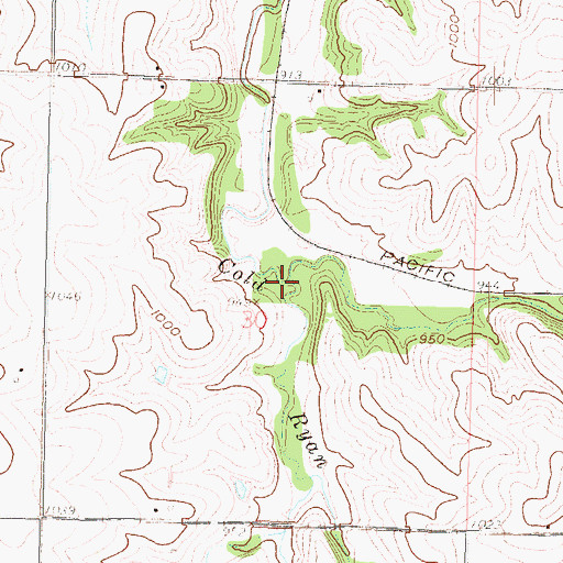 Topographic Map of Springs Branch, KS