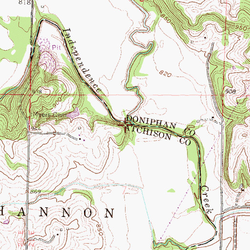 Topographic Map of Rock Creek, KS
