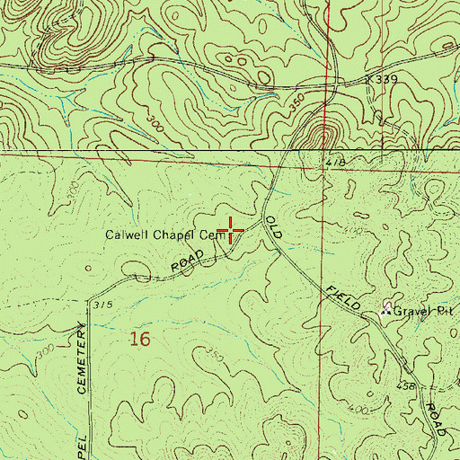 Topographic Map of Calwell Chapel Cemetery, AR