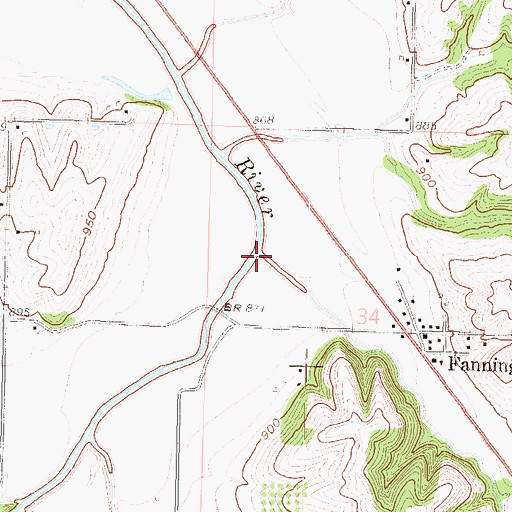Topographic Map of Coon Creek, KS