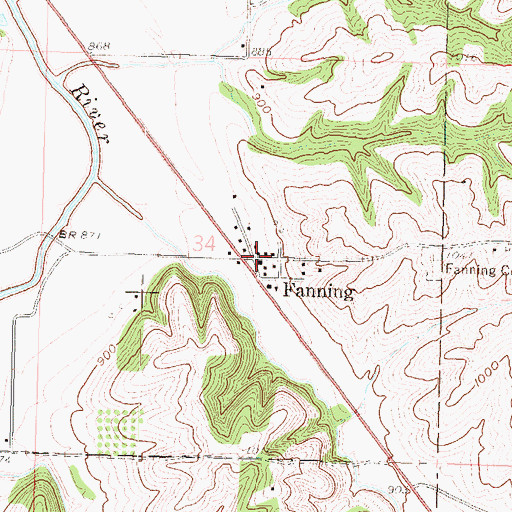 Topographic Map of Fanning, KS
