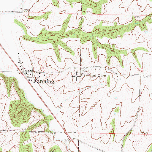 Topographic Map of Fanning Cemetery, KS