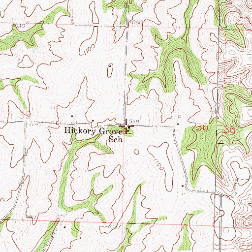 Topographic Map of Hickory Grove School, KS