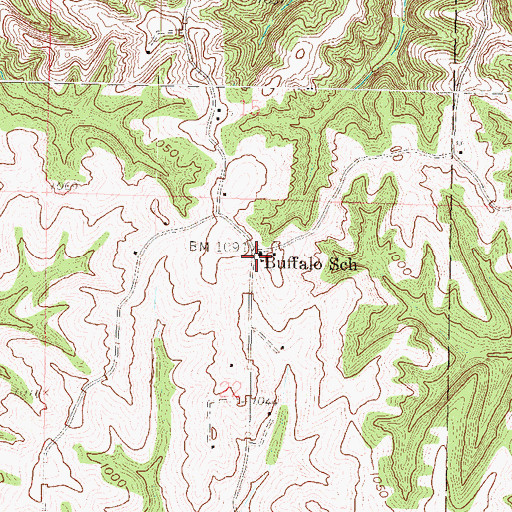 Topographic Map of Buffalo School, KS