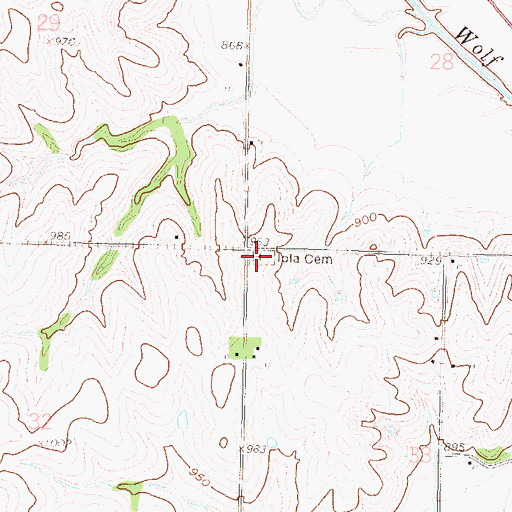 Topographic Map of Iola Cemetery, KS