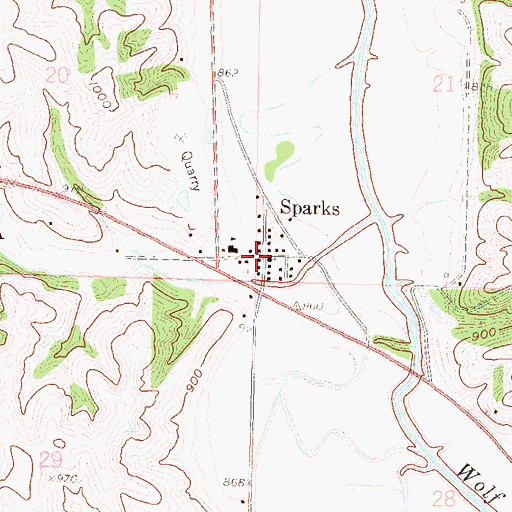 Topographic Map of Sparks, KS