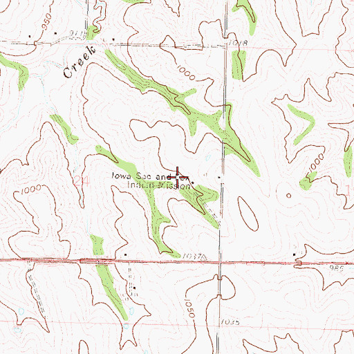 Topographic Map of Iowa Sac and Fox Indian Mission (historical), KS