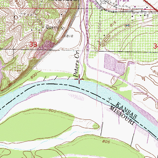 Topographic Map of Peters Creek, KS