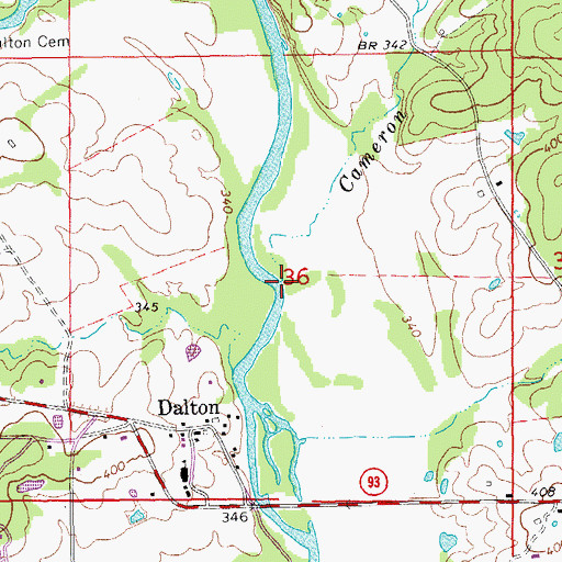Topographic Map of Cameron Creek, AR