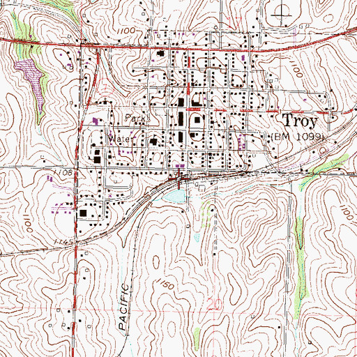 Topographic Map of Troy, KS