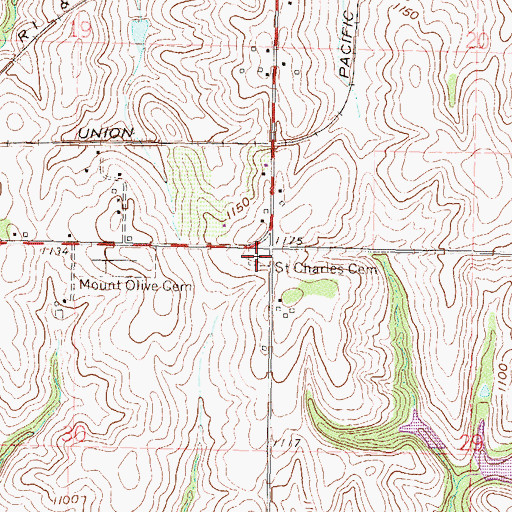 Topographic Map of Saint Charles Cemetery, KS