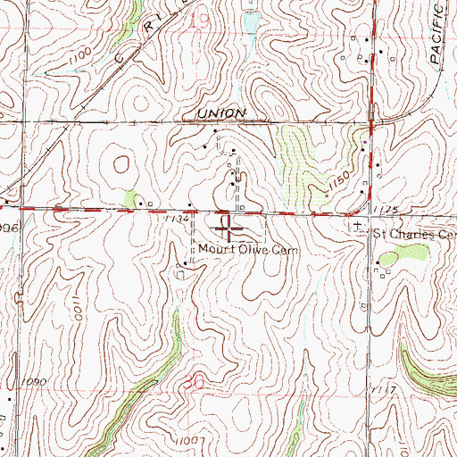 Topographic Map of Mount Olive Cemetery, KS