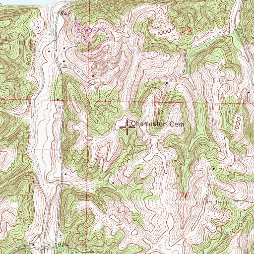 Topographic Map of Charleston Cemetery, KS