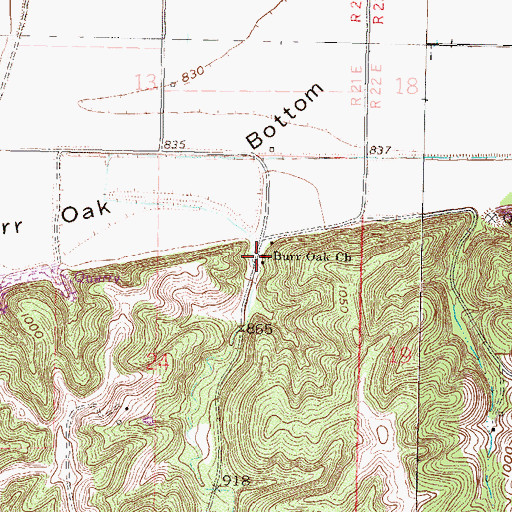Topographic Map of Burr Oak Church, KS