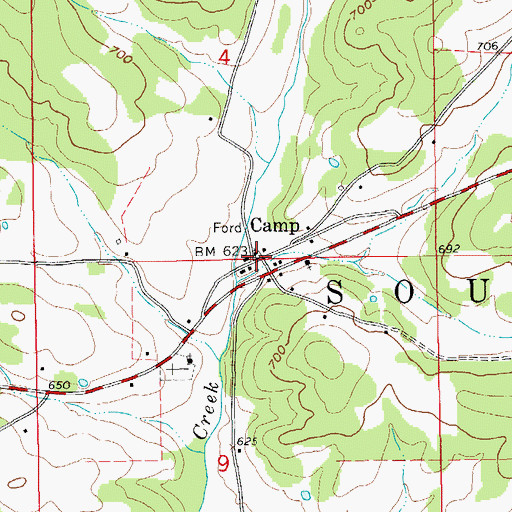 Topographic Map of Camp, AR