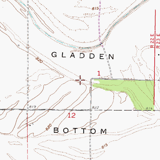 Topographic Map of Gladden Bottom, KS